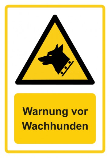 Aufkleber Warnzeichen Piktogramm & Text deutsch · Warnung vor Wachhunden · ISO_7010_W013 · gelb