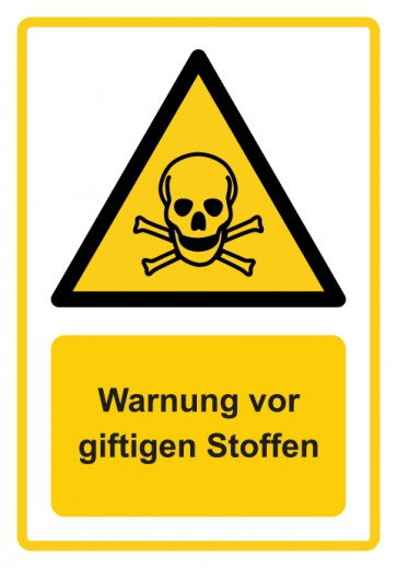 Aufkleber Warnzeichen Piktogramm & Text deutsch · Warnung vor giftigen Stoffen · ISO_7010_W016 · gelb