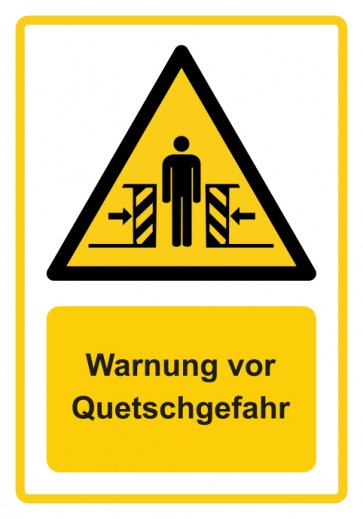 Aufkleber Warnzeichen Piktogramm & Text deutsch · Warnung vor Quetschgefahr · ISO_7010_W019 · gelb