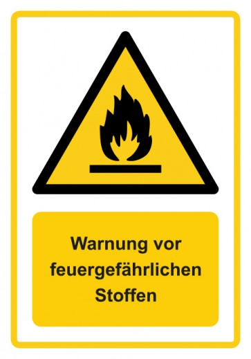Aufkleber Warnzeichen Piktogramm & Text deutsch · Warnung vor feuergefährlichen Stoffe · ISO_7010_W021 · gelb | stark haftend