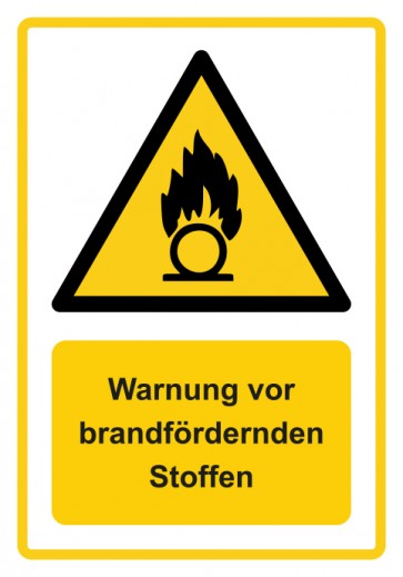 Magnetschild Warnzeichen Piktogramm & Text deutsch · Warnung vor brandfördernden Stoffen · ISO_7010_W028 · gelb