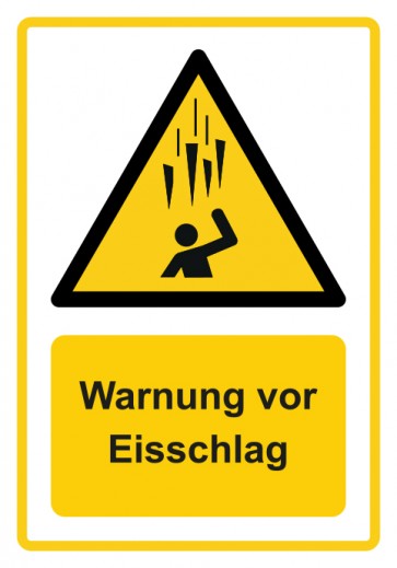 Schild Warnzeichen Piktogramm & Text deutsch · Warnung vor Eisschlag · ISO_7010_W039 · gelb