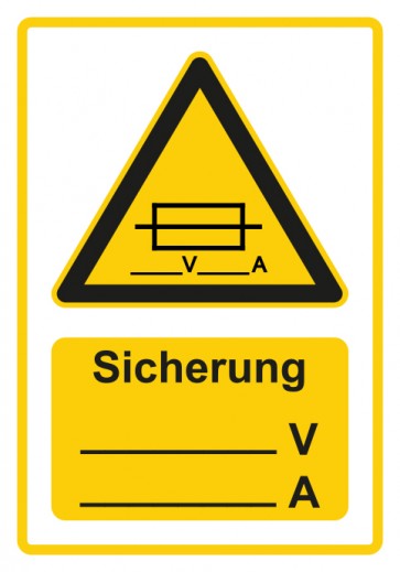 Schild Warnzeichen Piktogramm & Text deutsch · Hinweiszeichen Sicherung · gelb