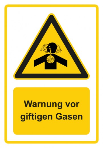 Schild Warnzeichen Piktogramm & Text deutsch · Warnung vor giftigen Gasen · gelb | selbstklebend