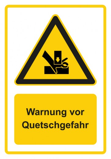 Aufkleber Warnzeichen Piktogramm & Text deutsch · Warnung vor Quetschgefahr · gelb | stark haftend