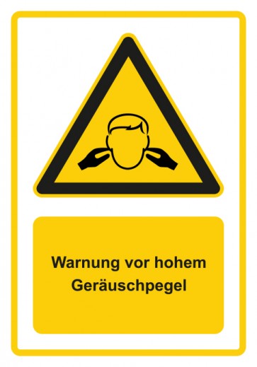 Schild Warnzeichen Piktogramm & Text deutsch · Warnung vor hohem Geräuschpegel · gelb | selbstklebend