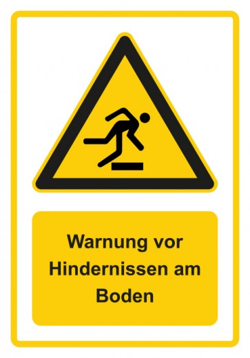 Magnetschild Warnzeichen Piktogramm & Text deutsch · Warnung vor Hindernissen am Boden · gelb