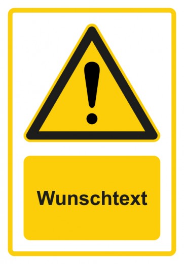 Schild Warnzeichen Piktogramm & Text deutsch · Allgemeines Warnzeichen · Wunschtext · gelb