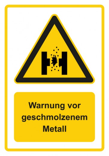 Aufkleber Warnzeichen Piktogramm & Text deutsch · Warnung vor geschmolzenem Metall · gelb
