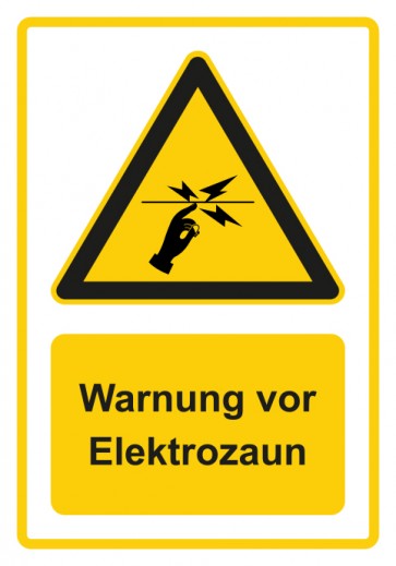 Aufkleber Warnzeichen Piktogramm & Text deutsch · Warnung vor Elektrozaun · gelb | stark haftend