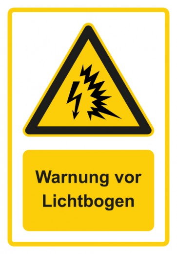 Schild Warnzeichen Piktogramm & Text deutsch · Warnung vor Lichtbogen · gelb | selbstklebend