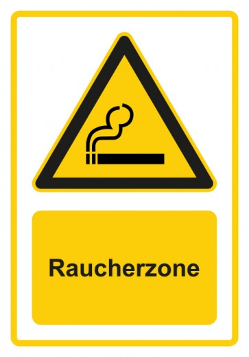 Aufkleber Warnzeichen Piktogramm & Text deutsch · Hinweiszeichen Raucherzone · gelb