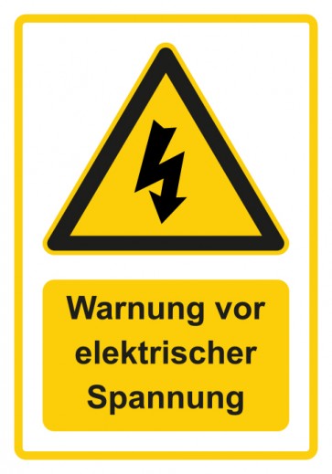 Aufkleber Warnzeichen Piktogramm & Text deutsch · Warnung vor elektrischer Spannung · gelb