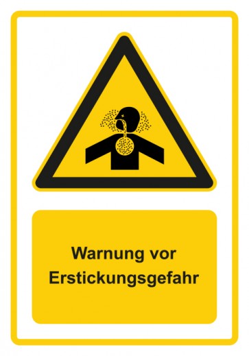 Schild Warnzeichen Piktogramm & Text deutsch · Warnung vor Erstickungsgefahr · gelb | selbstklebend