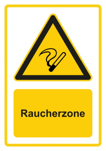Schild Warnzeichen Piktogramm & Text deutsch · Hinweiszeichen Raucherzone · gelb | selbstklebend