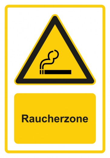 Schild Warnzeichen Piktogramm & Text deutsch · Hinweiszeichen Raucherzone · gelb