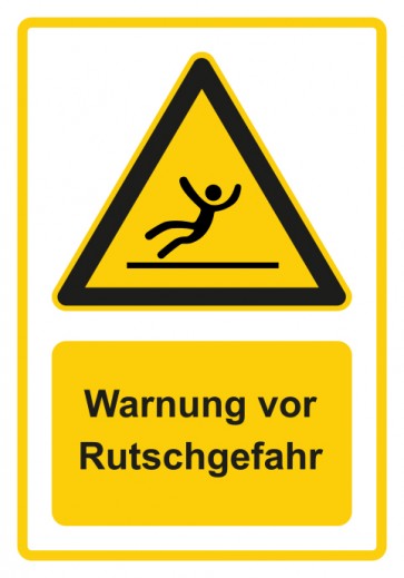 Magnetschild Warnzeichen Piktogramm & Text deutsch · Warnung vor Rutschgefahr · gelb