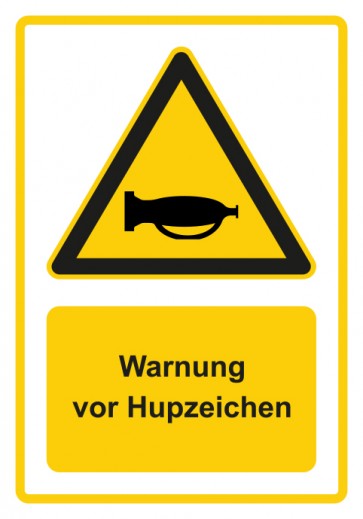 Aufkleber Warnzeichen Piktogramm & Text deutsch · Warnung vor Hupzeichen · gelb | stark haftend