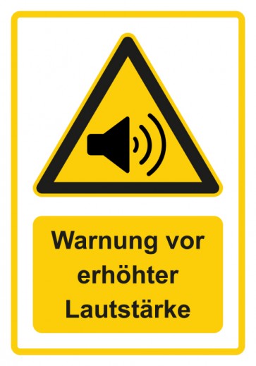 Schild Warnzeichen Piktogramm & Text deutsch · Warnung vor erhöhter Lautstärke · gelb | selbstklebend
