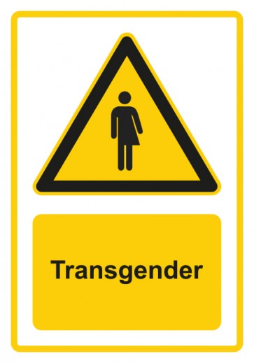 Schild Warnzeichen Piktogramm & Text deutsch · Piktogramm Transgender · gelb