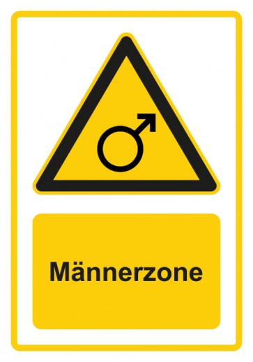 Schild Warnzeichen Piktogramm & Text deutsch · Hinweiszeichen Männer Zone · gelb | selbstklebend