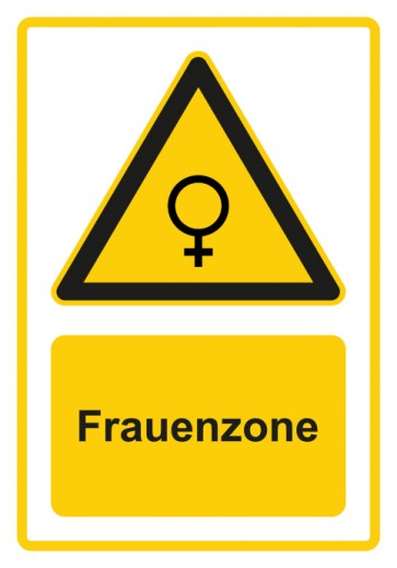 Schild Warnzeichen Piktogramm & Text deutsch · Hinweiszeichen Frauen Zone · gelb