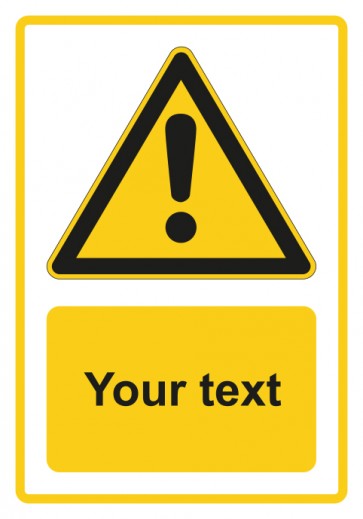 Schild Warnzeichen Piktogramm & Text englisch · Warning · Your text · gelb