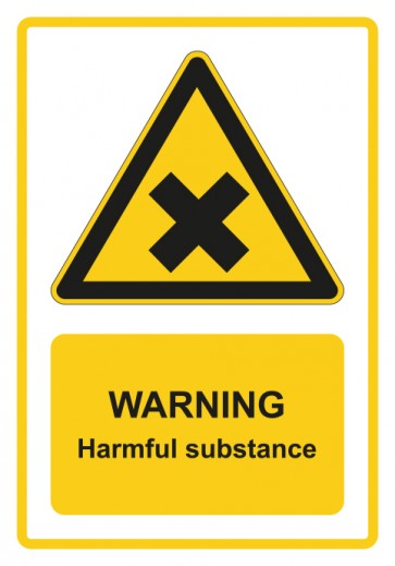 Aufkleber Warnzeichen Piktogramm & Text englisch · Warning · Harmful substance · gelb
