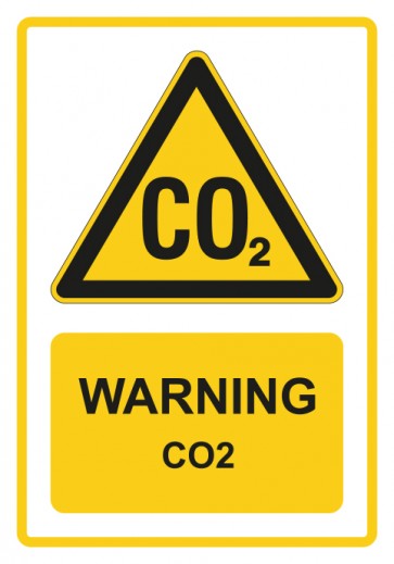 Magnetschild Warnzeichen Piktogramm & Text englisch · Warning · CO2 · gelb