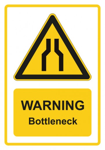 Schild Warnzeichen Piktogramm & Text englisch · Warning · Bottleneck · gelb