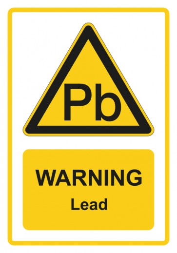 Schild Warnzeichen Piktogramm & Text englisch · Warning · Lead · gelb