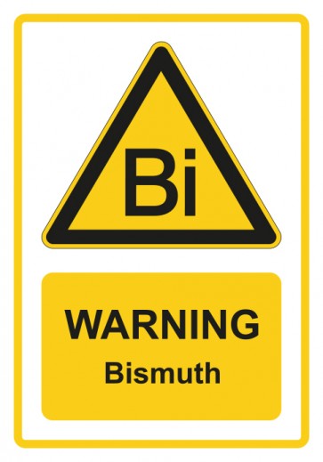 Aufkleber Warnzeichen Piktogramm & Text englisch · Warning · Bismuth · gelb