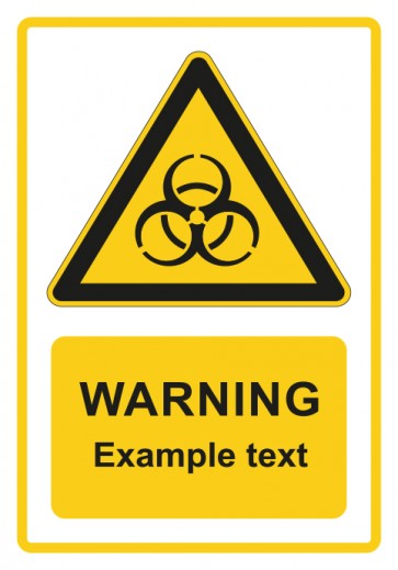 Schild Warnzeichen Piktogramm & Text englisch · Warning · Example text · gelb