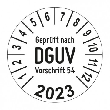 Jahresprüfplakette Geprüft nach DGUV Vorschrift 54 - Jahreszahl im Bogen_2
