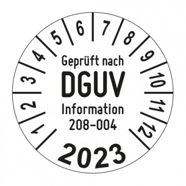 Jahresprüfplakette Geprüft nach DGUV Information 208-004 Gabelstapler - Jahreszahl im Bogen_2