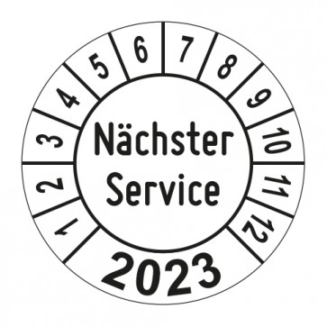 Jahresprüfplakette Nächster Service - Jahreszahl - im Kreisbogen