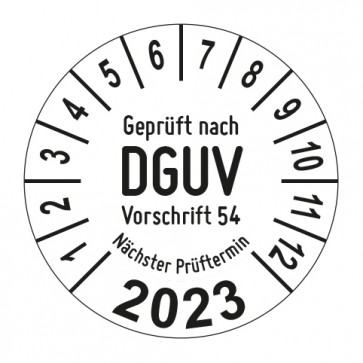 Jahresprüfplakette Geprüft nach DGUV Vorschrift 54 - Jahreszahl im Bogen_2