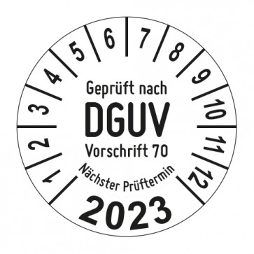 Jahresprüfplakette Geprüft nach DGUV Vorschrift 70 - Jahreszahl im Bogen_2