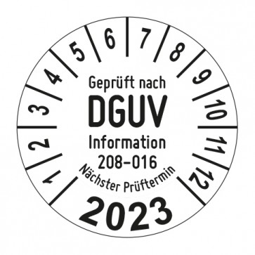 Jahresprüfplakette Geprüft nach DGUV Information 208-016 Leiter und Tritte - Jahreszahl im Bogen_2