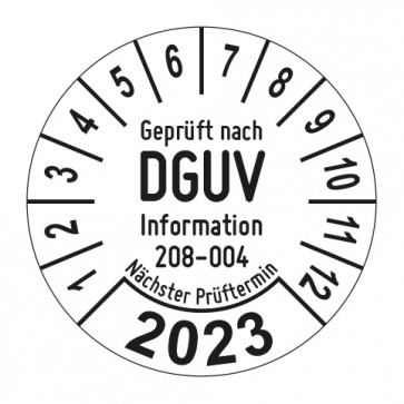 Jahresprüfplakette Geprüft nach DGUV Information 208-004 Gabelstapler - Jahreszahl im Bogen_1