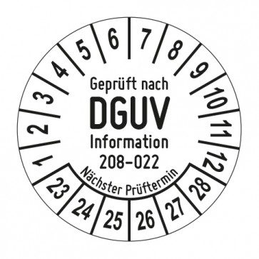 Mehrjahresprüfplakette Geprüft nach DGUV Information 208 - 022 Türen und Tore - Jahre und Monate