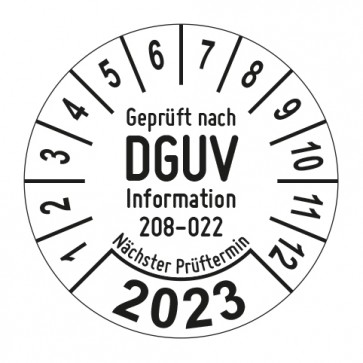 Jahresprüfplakette Geprüft nach DGUV Information 208-022 Türen und Tore - Jahreszahl im Bogen_1