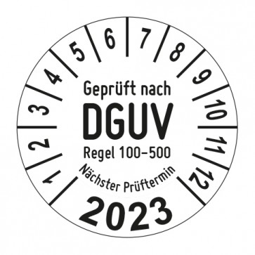 Jahresprüfplakette Geprüft nach DGUV Regel 100-500 Prüfung zum Betreiben von Arbeitsmitteln - Jahreszahl im Bogen_2