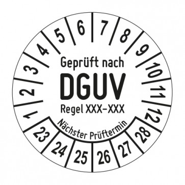 Mehrjahresprüfplakette Geprüft nach DGUV Regel Wunschziffer - Jahre und Monate