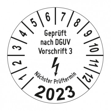 Jahresprüfplakette Geprüft nach DGUV Vorschrift 3 Blitz - Jahreszahl im Bogen_2