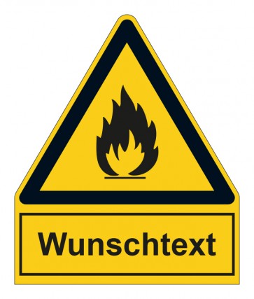 Aufkleber Warnzeichen mit Anhang · Warnung vor feuergefährlichen Stoffen · stark haftend