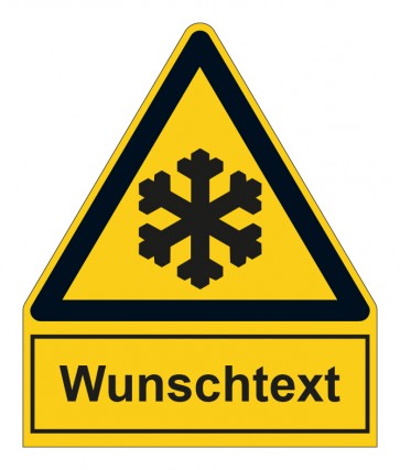 Schild Warnzeichen mit Anhang · Warnung vor niedriger Temperatur - Frost · selbstklebend