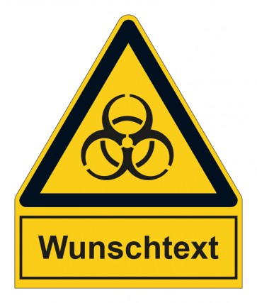 Schild Warnzeichen mit Anhang · Warnung vor Biogefährdung · selbstklebend