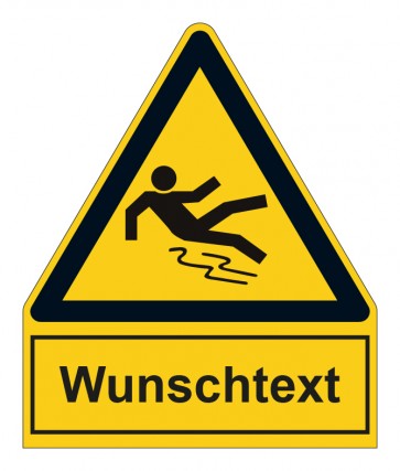 Schild Warnzeichen mit Anhang · Warnung vor Rutschgefahr
