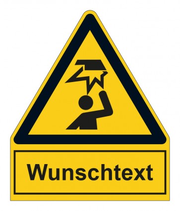 Schild Warnzeichen mit Anhang · Warnung vor Hindernissen im Kopfbereich